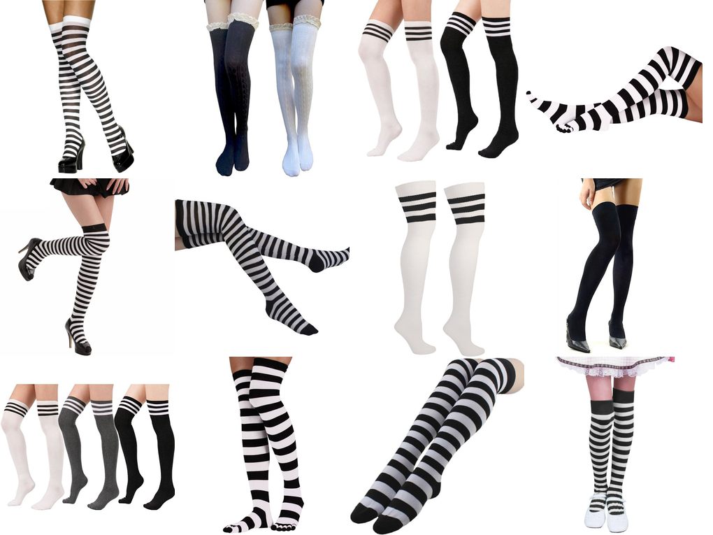 black and white over the knee socks
